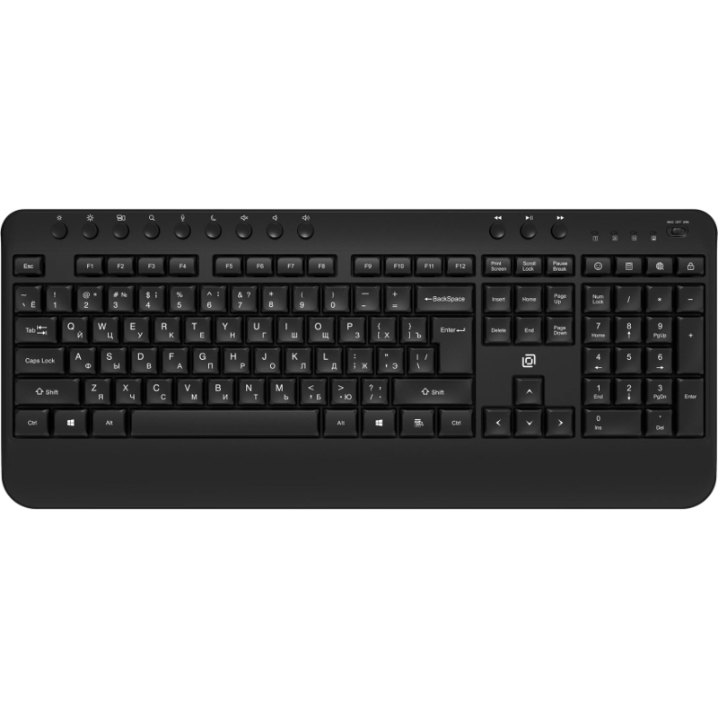 Клавиатура Oklick K257W черный USB беспроводная Multimedia (подставка для запястий) (2070286) Oklick 2070286