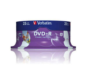 Диск DVD+R Verbatim 4.7 Gb, 16x, Cake Box (25), Printable (25/200), купить в Краснодаре