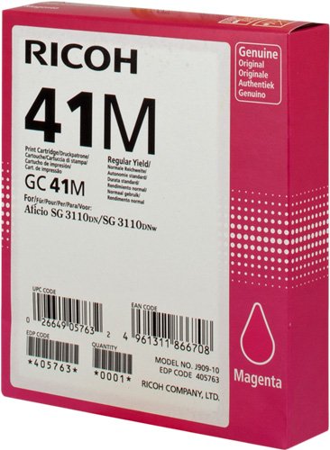 Картридж гелевого принтера большой емкости GC41M пурпурный Ricoh Aficio 3110DN/DNw/SFNw/3100SNw/7100DN (2200стр)