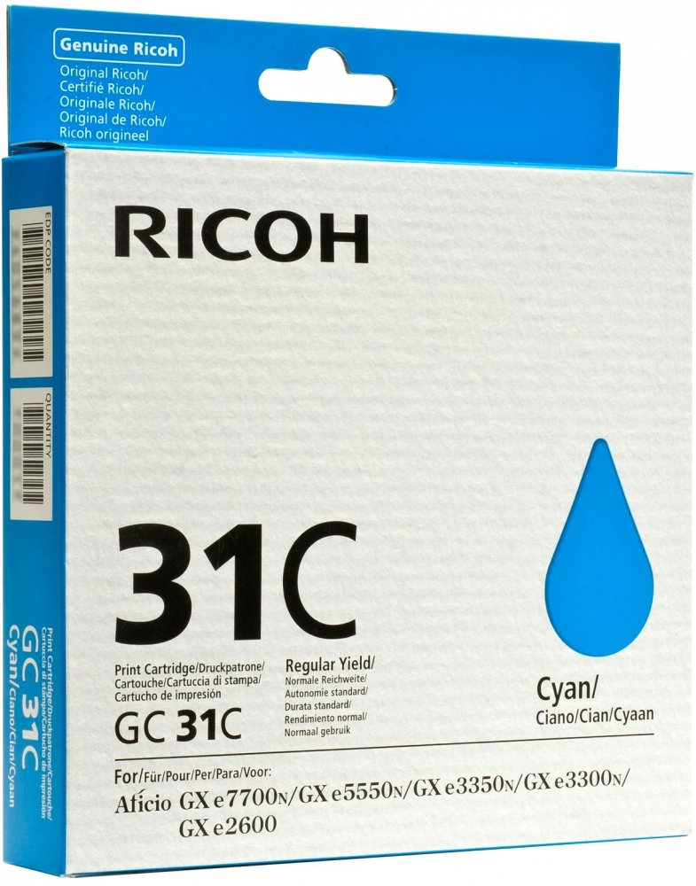 Картридж тип GC31C голубой Ricoh Aficio GXe2600/3300N/3350N/5550N/7700N (1920стр)