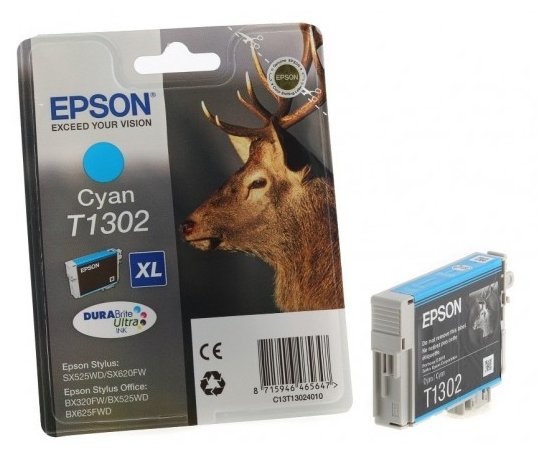Картридж голубой T1302 XL для Epson B42/SX525WD/SX620FWBX320FW/BX525WD/BX625FWD/WF-7015/7515/7525 (до 880 стр.), купить в Краснодаре