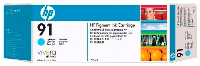 Картридж Hewlett Packard 91 Light Cyan Pigment для Designjet Z6100 Photo Printer 775-ml, купить в Краснодаре