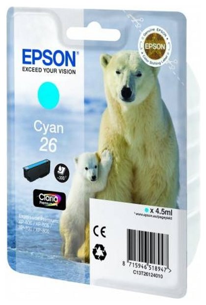 Картридж EPSON 26 голубой для XP-600/XP-700/XP-800, купить в Краснодаре