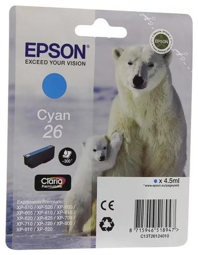 Картридж EPSON 26 голубой для XP-600/XP-700/XP-800, купить в Краснодаре