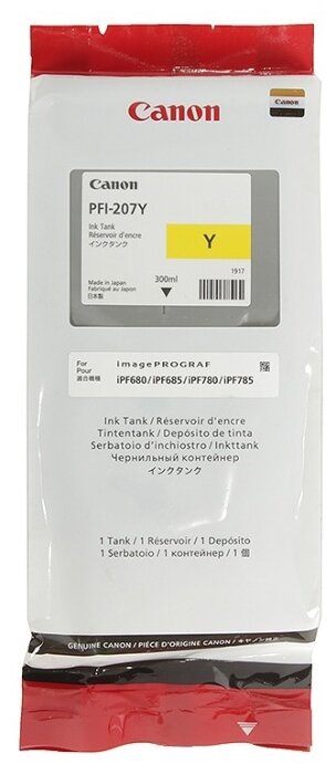 Картридж желтый PFI-207 Y для Canon iPF680/685/780/785 (300ml), купить в Краснодаре
