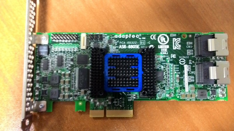 Контроллер Adaptec ASR-6805E (PCI-E v2 x4, LP) SGL (SAS 6G, RAID 0,1,10,1E, 8port(int2*SFF8087), 128Mb onboard,Каб.отдельно)