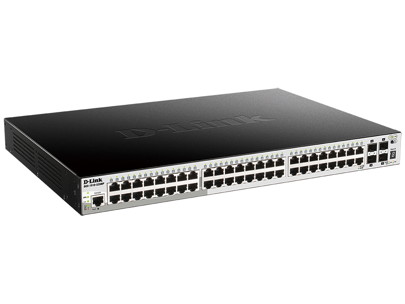 Коммутатор D-Link DGS-1510-52XMP/A1A 48G 4SFP+ 48PoE 370W настраиваемый, купить в Краснодаре