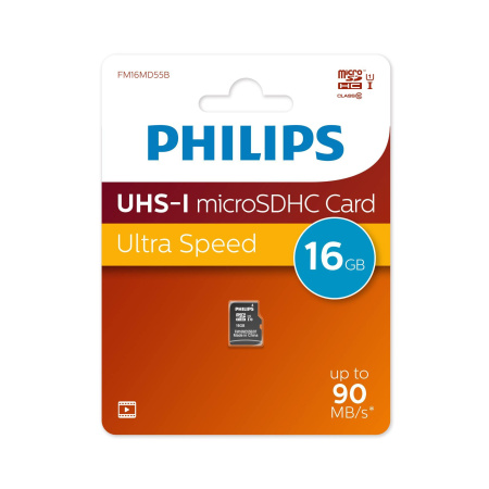 Флеш карта microSD 16GB PHILIPS High Speed microSDHC Class 10 90MB/s, купить в Краснодаре
