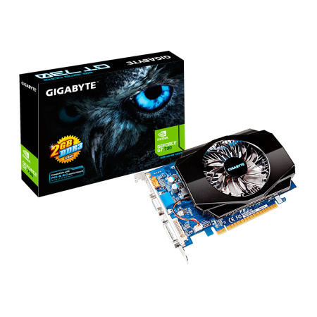 Видеокарта VGA GIGABYTE NVIDIA GeForce GT730, 2Gb GDDR3/128-bit, PCI-Ex16, 1xDVI, 1xD-Sub, 1xHDMI, 2-slot cooler, ATX, Retail, купить в Краснодаре