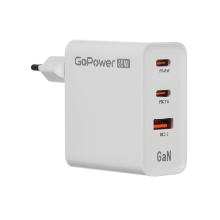 Сетевое З Сетевое З/У GoPower GPQC10 1USB+2Type-C 65W QC3.0 GAN белый, купить в Краснодаре