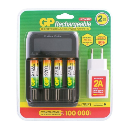 Многофункциональное ЗУ для аккумуляторов типа Ni-Mh GP PowerBank 270AAHCMHSPBA-2CR4 (4670042086001), купить в Краснодаре