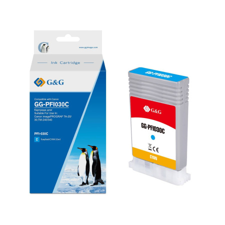 Картридж струйный G&G, аналог Canon PFI030C (3490C001) голубой 55ml, купить в Краснодаре