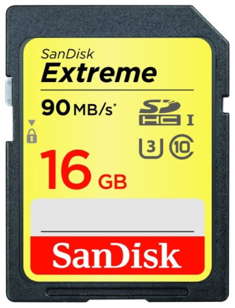 Флеш карта SD 16GB SanDisk SDHC Class 10 UHS-I U3 Extreme 90Mb/s, купить в Краснодаре