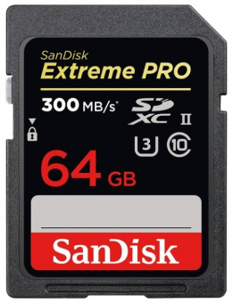Флеш карта SD 64GB SanDisk SDXC Class 10 UHS-II Extreme Pro, 300 Mb/sec, купить в Краснодаре