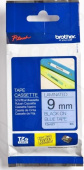 Плёнка для наклеек Brother TZE-521 чёрный шрифт на синей основе, 9мм*8м, купить в Краснодаре