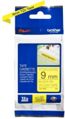 Плёнка повышенной адгезии для наклеек Brother TZES-621 чёрный шрифт на жёлтой основе, 9мм*8м, купить в Краснодаре