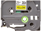 Плёнка повышенной адгезии для наклеек Brother TZES-641 чёрный шрифт на жёлтой основе, 18мм*8м, купить в Краснодаре