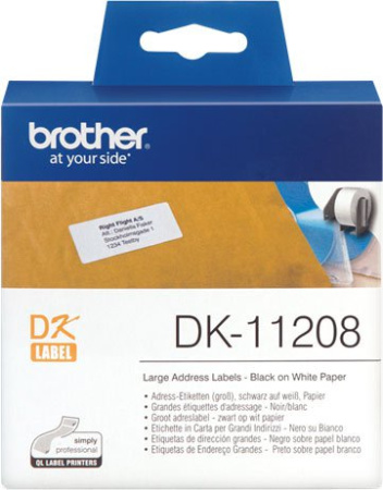 Большие адресные наклейки Brother DK11208, 38x90 мм (400шт), купить в Краснодаре