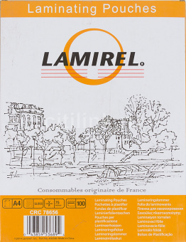 Пленка для ламинирования Fellowes 75мкм A4 (100шт) 216х303мм Lamirel (LA-78656) LA-78656, купить в Краснодаре