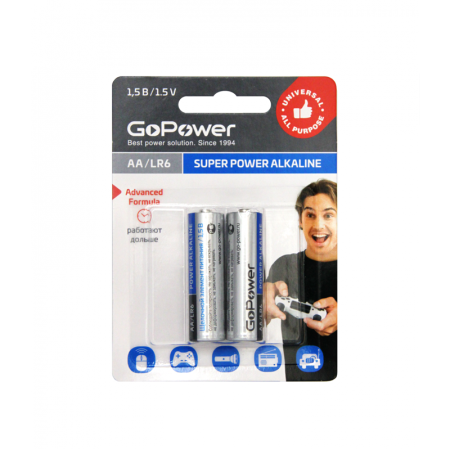 Батарейка AA Батарейка GoPower LR6 AA (00-00019861), купить в Краснодаре