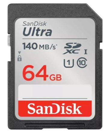 Флеш карта SD 64GB SanDisk SDXC Class 10 UHS-I Ultra 140MB/s, купить в Краснодаре