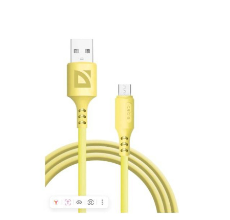Defender Кабель F207 Micro, USB 2.0 (AM) - microUSB 2.0 (BM), 1метр, 2.4А, силиконовая оплетка, жёлтый., купить в Краснодаре