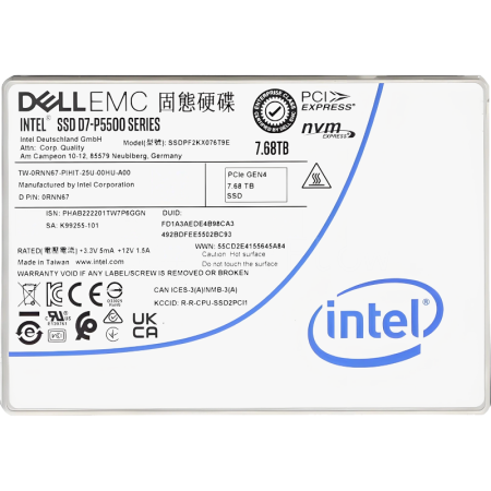 Твердотельный накопитель Intel D7-P5500 (SSDPF2KX076T9N1), купить в Краснодаре