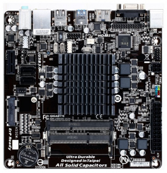 Материнская плата MB GIGABYTE Intel Dual-Core Celeron® J1800, 2xDDR3L, VGA(D-SUB+HDMI)+1xPCX1+Mini PCI Express, GBL, 2xSATA2, 1xUSB3.0, Mini-ITX, купить в Краснодаре