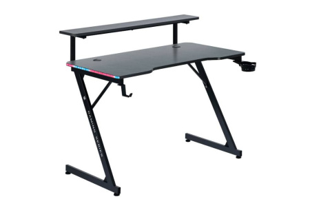 Defender Игровой компьютерный стол Adamant полка,подвесы,черн,МДФ,RGB, купить в Краснодаре