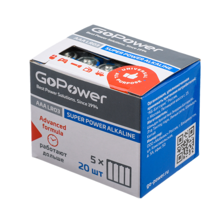 Батарейка AAA Батарейка GoPower LR03 AAA (00-00017749), купить в Краснодаре