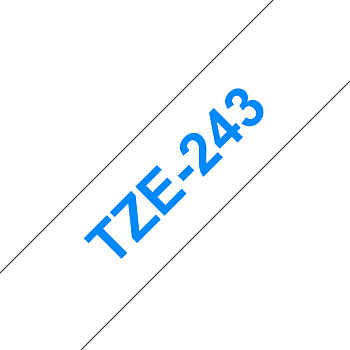 Плёнка для наклеек Brother TZE-243 синий шрифт на белой основе, 18мм*8м