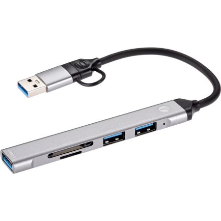 Адаптер Адаптер VCOM USB 2.0 Type-C+USB 2.0 Type-AM/USB 3.0+2 x USB 2.0 Type-AF+TF+SD (DH297), купить в Краснодаре