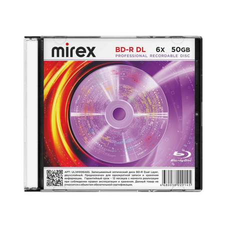 Диск BD-R Mirex 50 Gb, 6x, Slim Case (1), DL (1/50), купить в Краснодаре