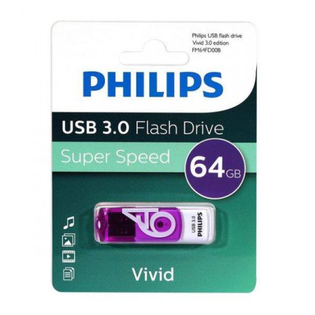 Флеш накопитель 64GB PHILIPS VIVID3.0 64GB, USB 3.0, купить в Краснодаре