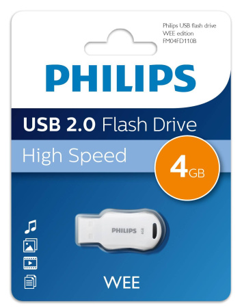 Флеш накопитель 4GB PHILIPS WEE 2.0 4GB, USB 2.0, купить в Краснодаре