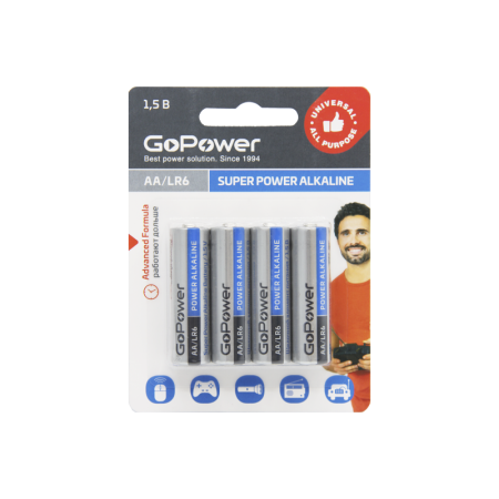 Батарейка AA Батарейка GoPower LR6 AA (00-00015601), купить в Краснодаре