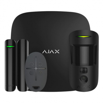 AJAX StarterKit Cam Plus Black (Стартовый комплект (Интеллектуальная централь Хаб 2 Плюс, Датчик движения с фотоверификацией, Датчик открытия, брелок) чёрный), купить в Краснодаре