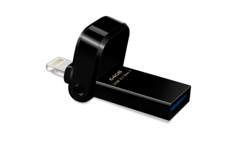Флеш накопитель 64GB A-DATA i-Memory AI920, USB 3.1/Lightning, Glossy Black, купить в Краснодаре