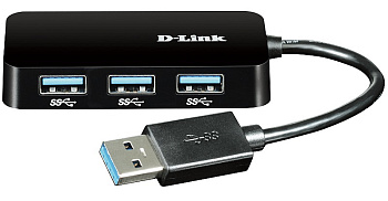 Разветвитель USB 3.0 D-Link DUB-1341 4порт. черный (DUB-1341)