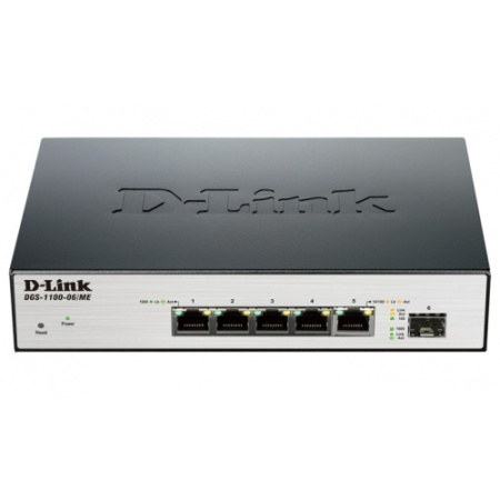 Коммутатор D-Link Switch DGS-1100-06/ME/A1B 5 ports Switch Ethernet 10/100/1000 Mbps/+ 1 port SFP, купить в Краснодаре