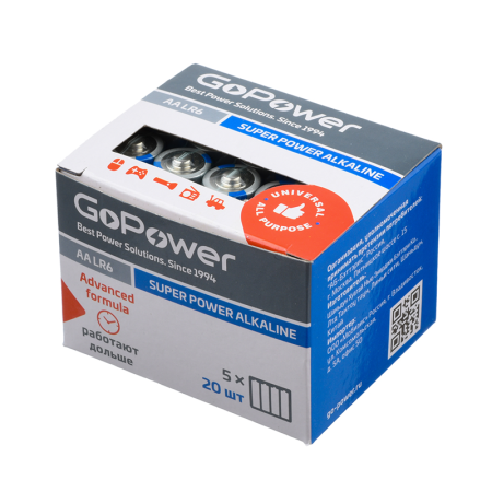 Батарейка AA Батарейка GoPower LR6 AA (00-00017748), купить в Краснодаре