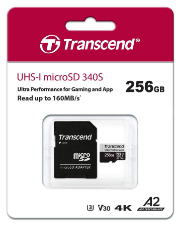 Флеш карта microSD 256GB Transcend Ultra Perfomrance microSDXC Class 10 UHS-I U3, V30, A2, (SD адаптер), TLC, купить в Краснодаре