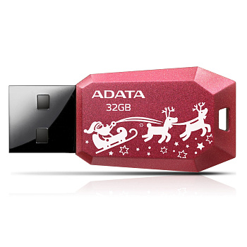Флеш накопитель 32GB A-DATA UV100, USB 2.0, Красный Christmas