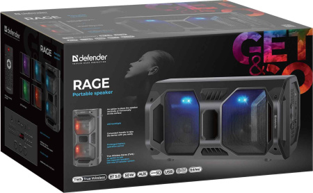 Defender Портативная акустика Rage 50Вт, Light/BT/FM/USB/LED/TWS, купить в Краснодаре