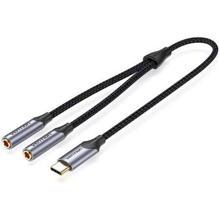 Переходник-разветвитель Vention гибкий USB-C M Vention гибкий USB-C M / Jack 3.5 mm F x 2 - 0.3м, купить в Краснодаре
