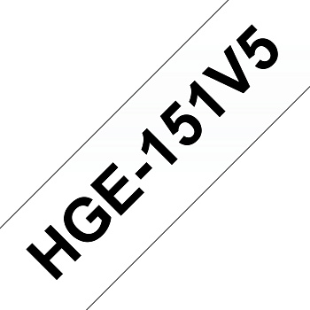 Плёнка для наклеек Brother HGE-151V5 прозрачная (чёрный шрифт), 24мм*8м, упаковка 5штук, повышенная скорость/разрешение на PT9700