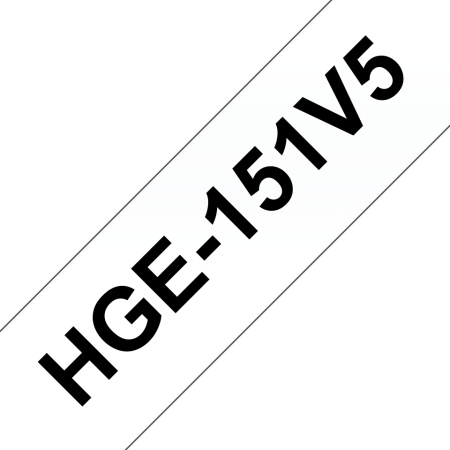 Плёнка для наклеек Brother HGE-151V5 прозрачная (чёрный шрифт), 24мм*8м, упаковка 5штук, повышенная скорость/разрешение на PT9700, купить в Краснодаре