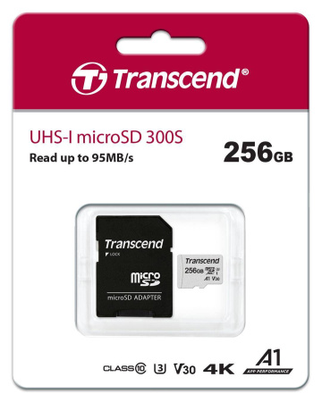 Флеш карта microSD 256GB Transcend microSDXC Class 10 UHS-I U3, V30, A1, (SD адаптер), TLC, купить в Краснодаре