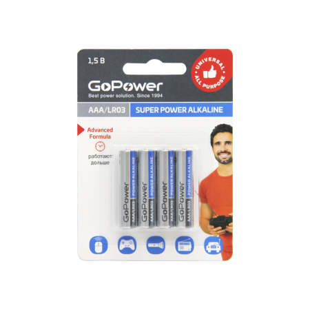 Батарейка AAA Батарейка GoPower LR03 AAA (00-00015602), купить в Краснодаре