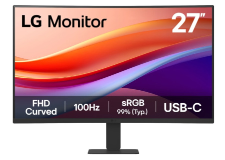МОНИТОР 27" LG 27U421A-B Black (VA,изогнутый, 1920x1080, 100Hz, 5 ms, 178°/178°, 250 cd/m, 3000:1, +HDMI 2.0 +USB-C(15W), купить в Краснодаре